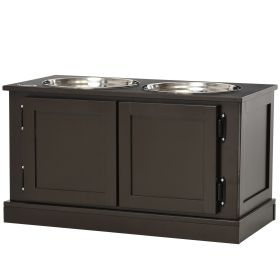 Elevated Dog Bowls with Storage, Two Stainless Steel Bowls for Large Dogs, Coffee Elevated Dog Bowls with Storage, Two Stainless Steel Bowls for Large Dogs, Coffee
