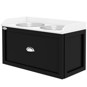 Pet Feeding Station Pet Dish Bowl Set with Storage, 2 Elevated Dog Bowls for Large Sized Dogs, White and Black Pet Feeding Station Pet Dish Bowl Set with Storage, 2 Elevated Dog Bowls for Large Sized Dogs, White and Black